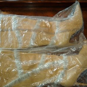 Fur trim Suede Tan High Heel Boots